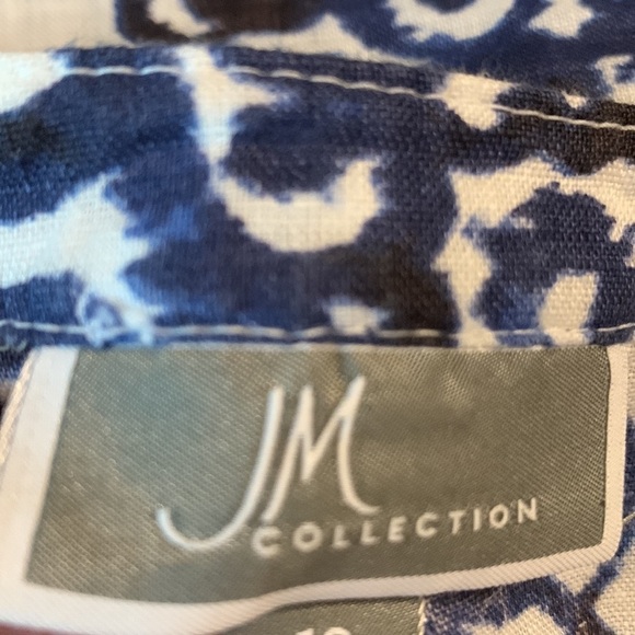 JM Collection Women's Size 12 Top Blue & White Paisley Button Down - Picture 6 of 10